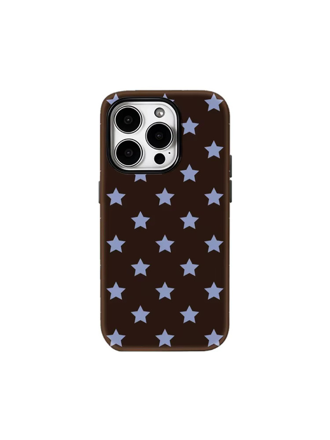 Potdemiel Handyhülle mit dunkelbraunem Design und hellblauen Sternen für iPhone 17 16 15 14 Pro Max Plus mit doppelschichtiger Rückseite - Bild 6