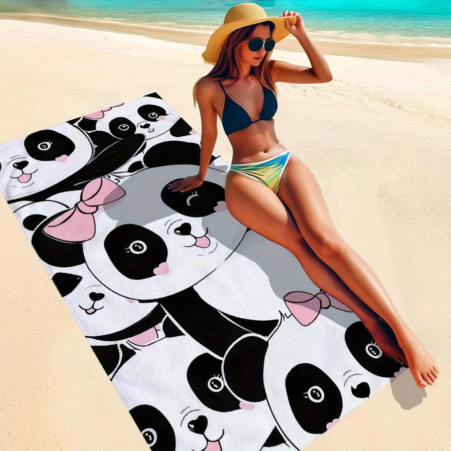 Suige Home Übergroßes Strandtuch mit Panda-Print und Aufbewahrungstasche, schnelltrocknend und ultra-weich, Breite: 40 cm, Höhe: 60 cm - Bild 2