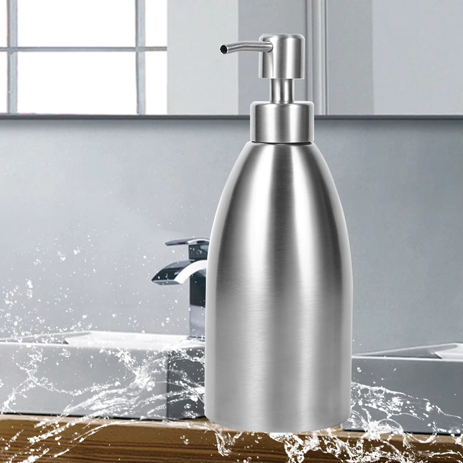 WALFRONT Flüssigseifenspender aus Edelstahl in Silber mit 500 ml Fassungsvermögen - Bild 2