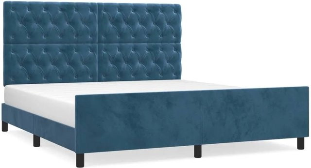 vidaXL Bettgestell aus Samt in Dunkelblau B/T/H: 160 x 200 x 128 cm - Bild 1
