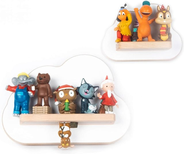 BOARTI Kinderregal Wolke aus Holz in Weiß, hängendes Wandregal für Tonie Figuren mit Magneteinsätzen, H x B x T: 16 x 22 x 5 cm - Bild 1