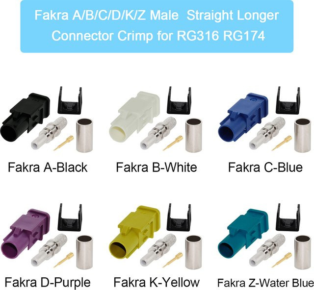 DexMRtiC Fakra RF Koaxialstecker mit SMB Lötanschluss für RG316 und RG174 Pigtail-Kabel in Multicolor - Bild 1