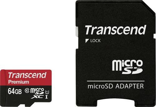 Transcend Premium microSDXC Industrial Speicherkarte 64GB Class 10 UHS-I inklusive SD-Adapter in Schwarz - Bild 1
