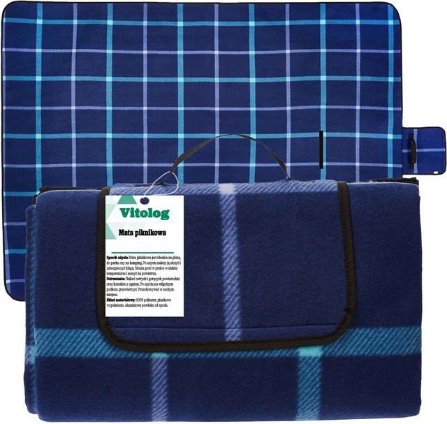 Vitolog Picknickdecke wasserdicht und isoliert, faltbar, blau, B/T: 200 x 150 cm - Bild 1