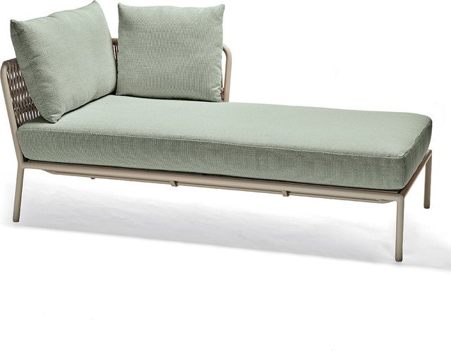 Stern Recamiere Romy Aluminium in Greige mit Kordel und Kissenset Salbei, Armlehne links, B/T/H: 179,5 x 90 x 82 cm - Bild 1