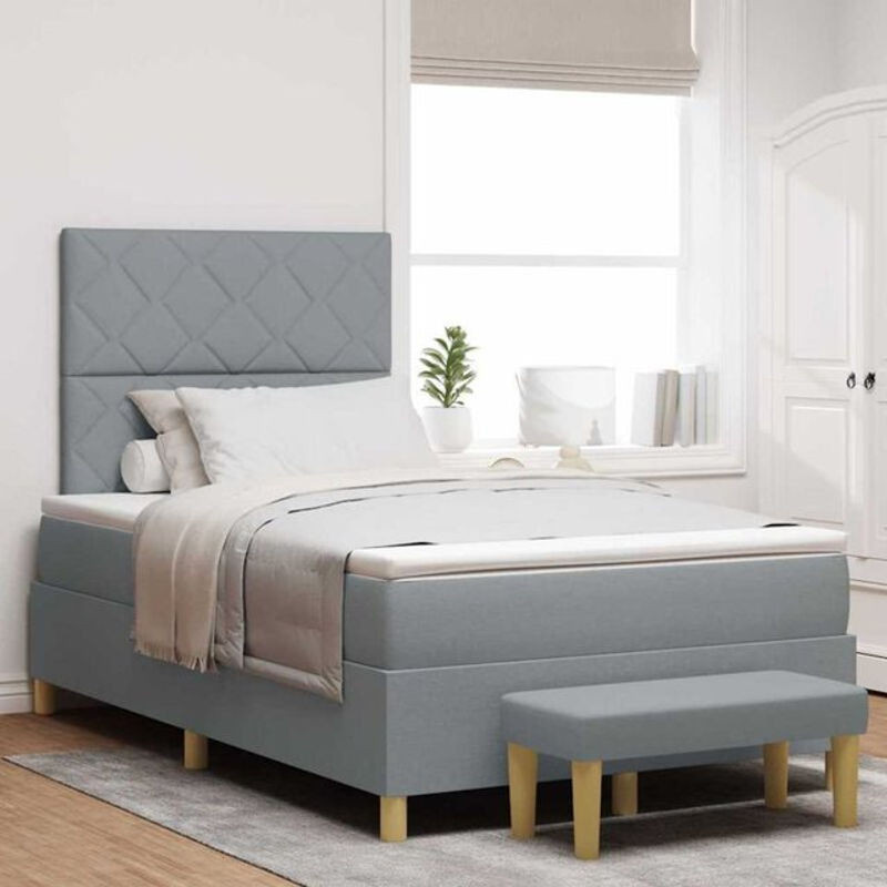 Modernes Boxspringbett mit Matratze von vidaxl in Grau aus Stoff und Holzwerkstoff, B/T: 120 x 190 cm - Bild 1