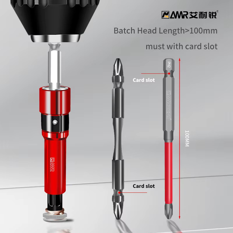 AMR 1/4 Zoll Schraubendreher-Bit aus Aluminiumlegierung mit 3-in-1 Magnetring, Rot, 6,35 mm - Bild 2