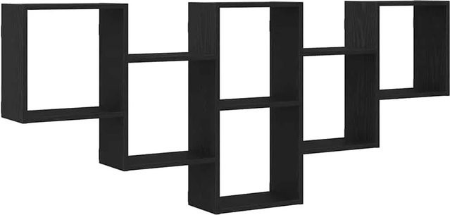 vidaXL Wandregal in Schwarz und Eichen-Optik, modernes Regal aus MDF, B/H/T: 159 x 66 x 18 cm - Bild 1