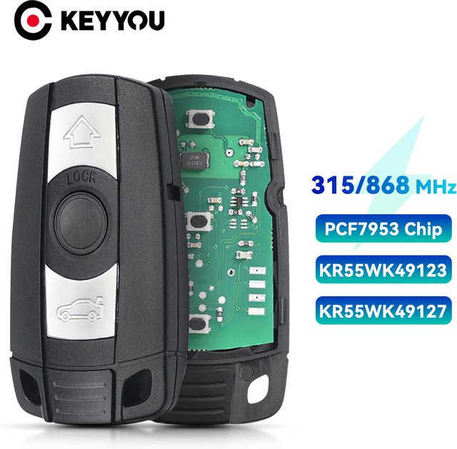 KEYYOU Smart Fernbedienung Autoschlüssel KR55WK49123 mit 3 Tasten in Schwarz für BMW 3/5 Serie CAS3 X5 X6 Z4 E70 (315 MHz / 868 MHz) - Bild 1