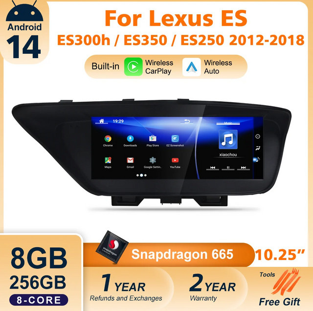 Nunoo Android 14 Autoradio-Multimedia-Player mit GPS-Navigation und CarPlay für Lexus ES ES250 ES350 ES300h 2012–2018, Schwarz - Bild 1