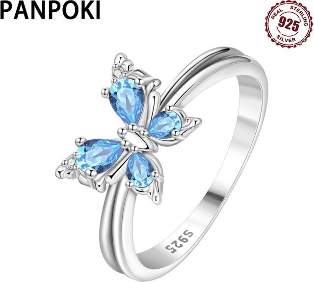 PANPOKI Ring, 925 Silber, Blau, Schmetterling, Damen - Bild 1