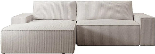 Vente-unique Sofa Amelia in Beige mit Cord-Bezug, L-Form, Breite: 267 cm - Bild 1