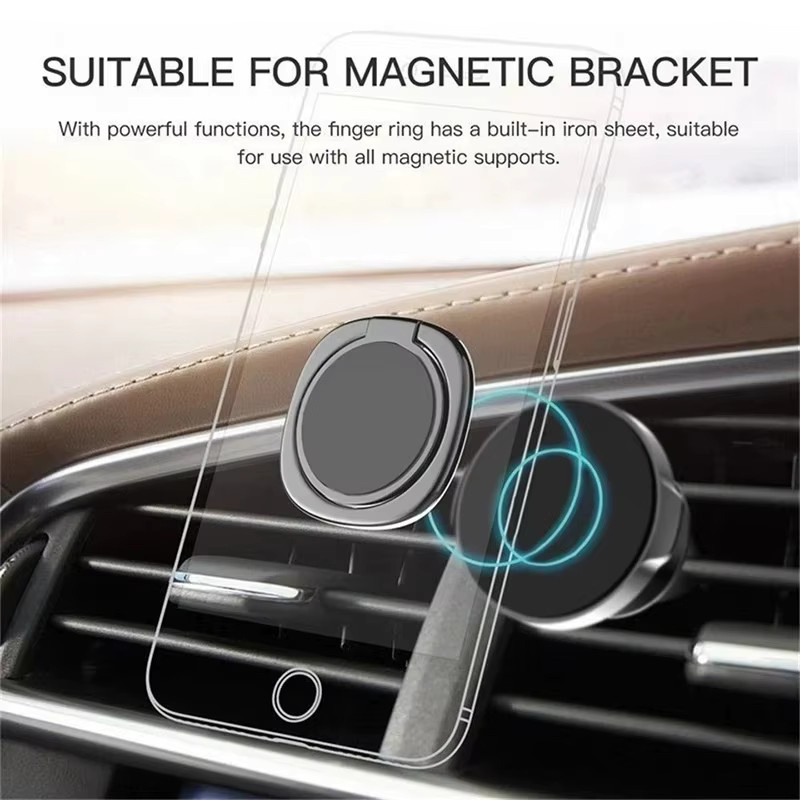 Magnetischer ultradünner Fingerringhalter aus Metall für iPhone in Gold, drehbarer Handyhalter und Ständer - Bild 2