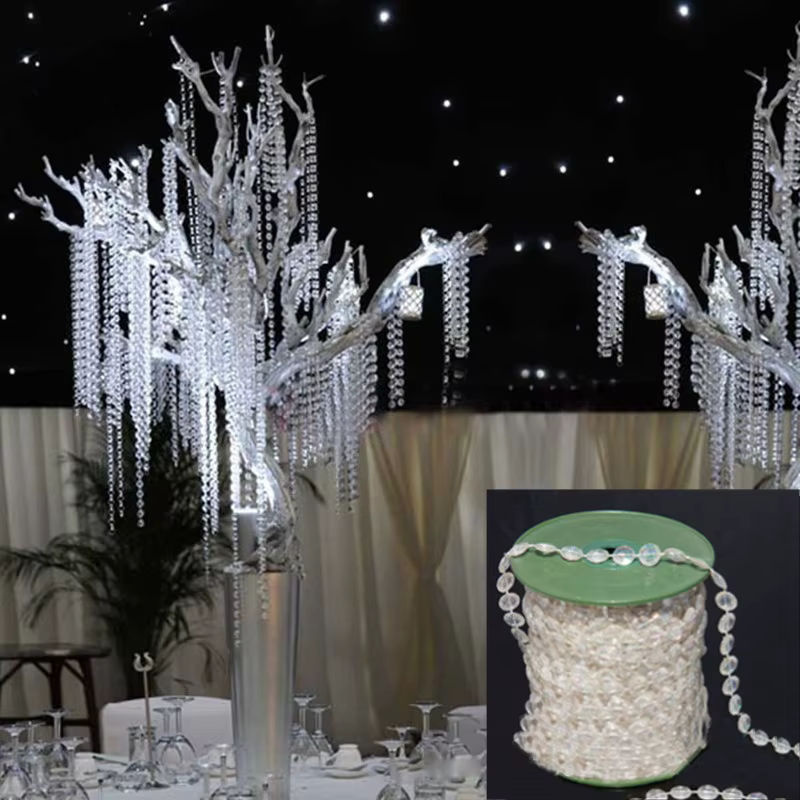 VIBRATITE Acryl Kristall-Perlen Vorhang Transparent 10m Hängende Girlande aus Kunststoff für Hochzeit und Weihnachtsdekoration - Bild 3