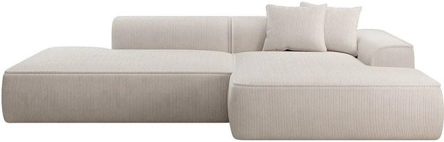 Vente-unique Sofa Erynel in Beige mit Cord-Bezug, L-Form, Breite: 305 cm - Bild 1