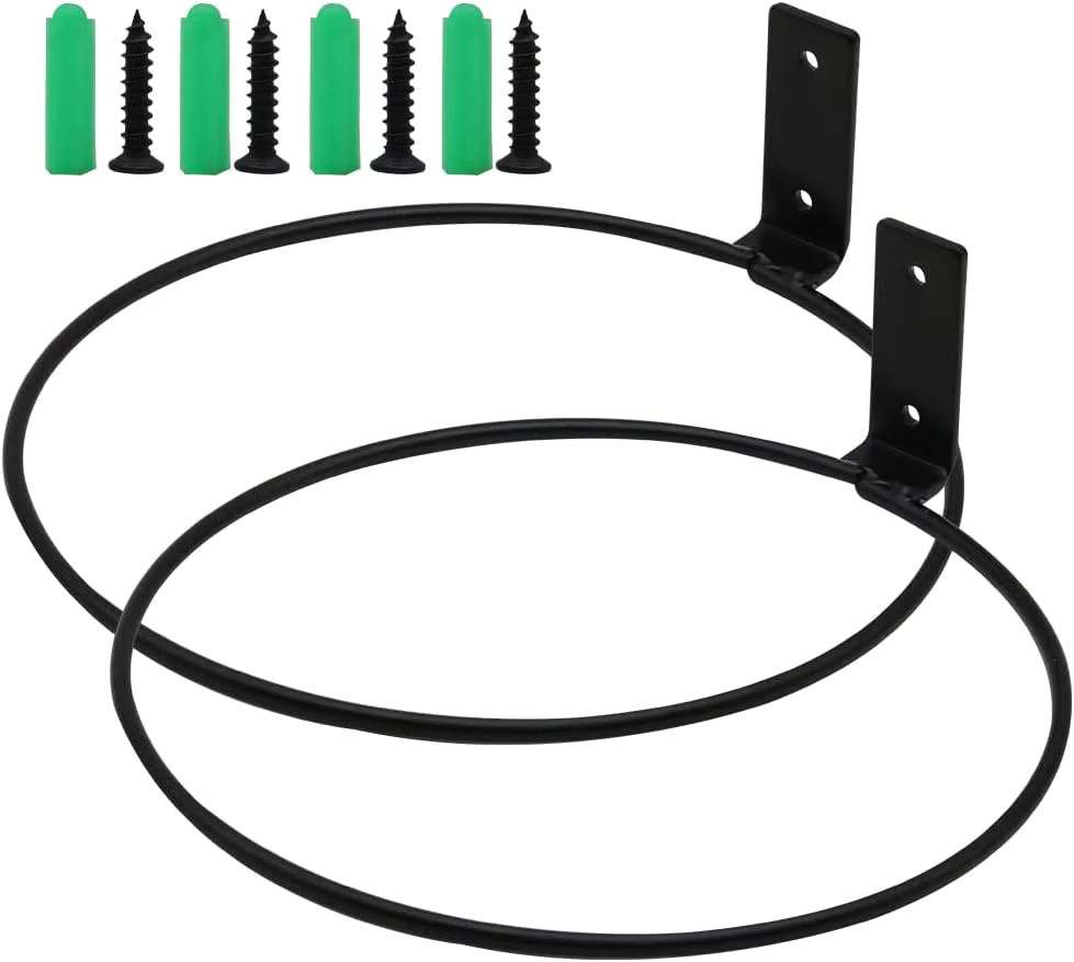 Dekorativer Wand-Pflanzenhalter aus Metall in Schwarz mit Klappring für Blumentöpfe zur Wandmontage im Innenbereich und Garten - Bild 2
