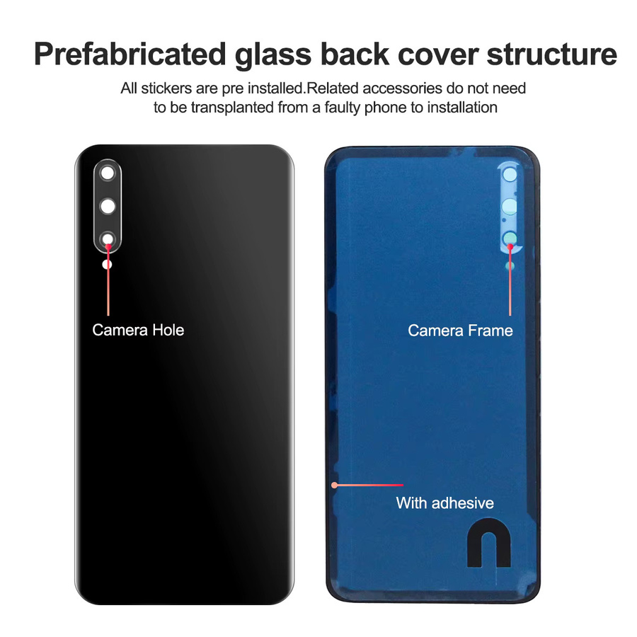 Huawei Y9S STK-L21 LX3 Akkudeckel Glasplatte Rückgehäuse Abdeckung in Schwarz kompatibel mit P Smart Pro 2019 Ersatzteil - Bild 3