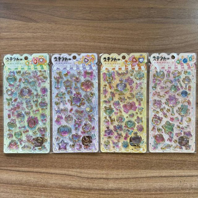 4 Blatt Kawaii Zauberstab 3D-Edelstein-Aufkleber in Multicolour für DIY Bastelarbeiten und Handyhüllen von Story Store - Bild 1