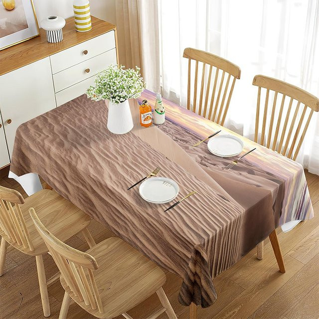 Rechteckige Tischdecke mit Sandstrandmuster von JMG Household Supplies in Braun, B/T: 70 x 70 cm - Bild 1