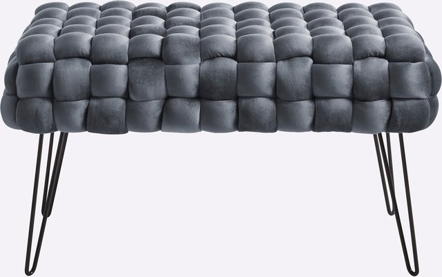 Bank in Grau mit Polsterung aus Polyester und MDF-Holzfaserplatten, B/T/H: 77 x 42 x 37 cm - Bild 1