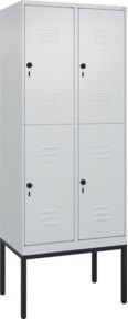C+P Doppelstock-Spind Classic PLUS mit 2 Abteilen, Gestell in Lichtgrau, B/T/H: 80 x 50 x 212 cm - Bild 1