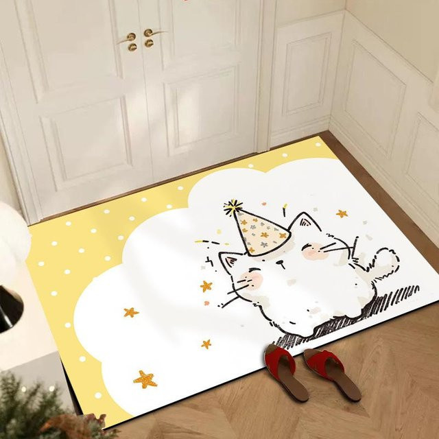 Saugfähige Badezimmer Fußmatte aus Kieselgur mit Tierdesign, rutschfest und waschbar, Farbe: Weiß, B/T: 60 x 40 cm - Bild 1