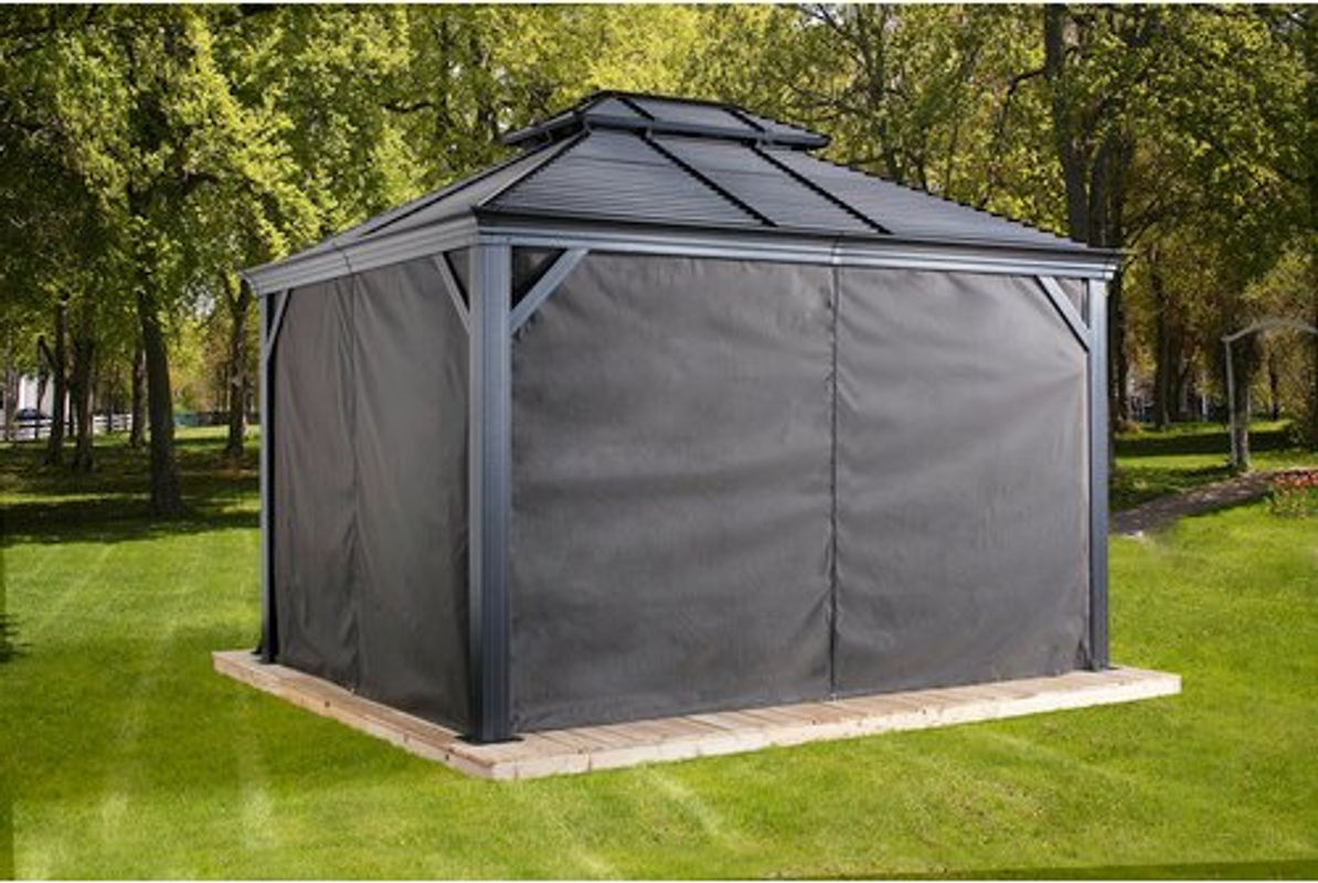 Sojag Vorhang-Set Mykonos/Messina für Pavillon, dunkelgrau, Polyester, Breite: 484 cm - Bild 4