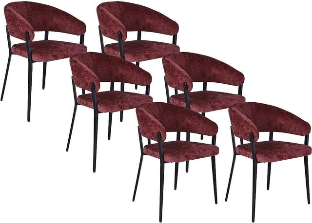Vente-unique Stuhl Avrela Modern in Bordeaux mit Armlehnen und Metallgestell - Bild 1