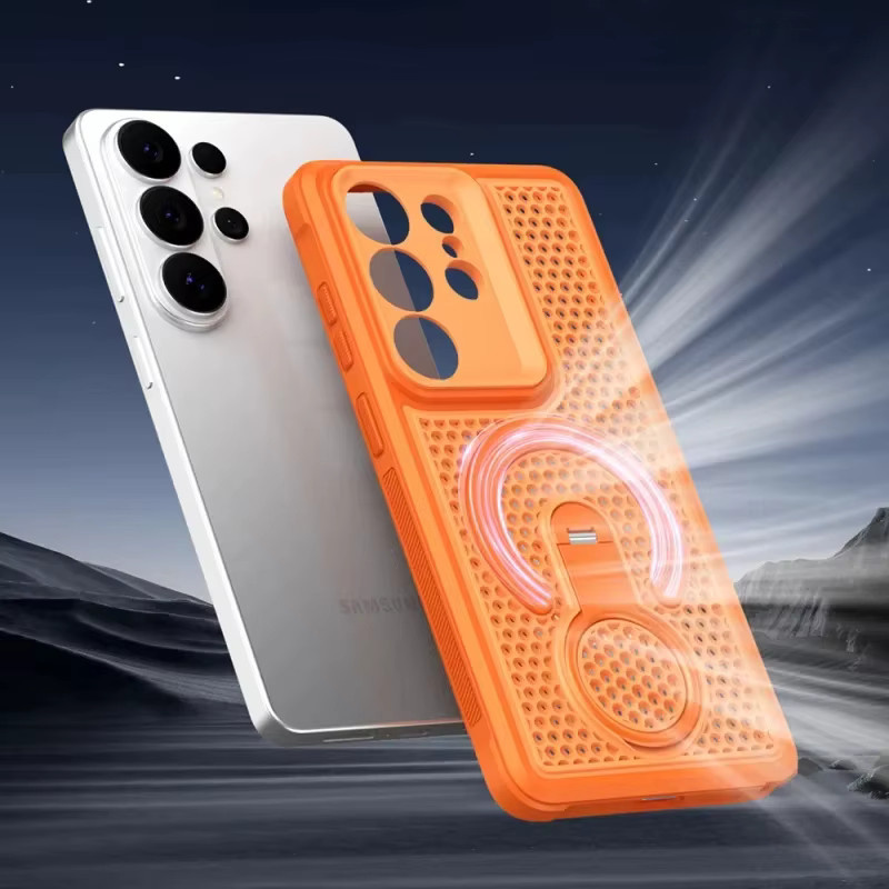 Magnetische Handyhülle für Samsung Galaxy S26 S25 S24 S23 FE Plus Ultra mit 360 Grad drehbarer Halterung, stoßfest und atmungsaktiv, Farbe: Blau - Bild 2