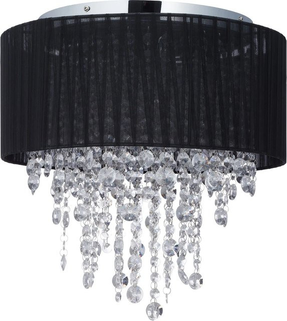 Relaxdays Deckenlampe Organza in Schwarz mit Kristall-Effekt, 5-flammig, Eisen und Stoff, B/T/H: 39 x 40 x 25 cm - Bild 1
