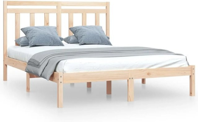vidaXL Massivholzbett aus Kiefernholz in Braun mit rustikaler Optik, B/T/H: 160 x 200 x 165,5 cm - Bild 1