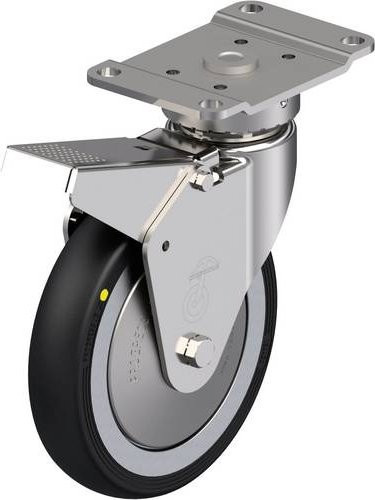 Blickle Edelstahl-Lenkrolle LPX-PGV 150XK-PG2-FI-EL-FA in Silber mit 150 mm Rad-Durchmesser und 200 kg Tragfähigkeit - Bild 1