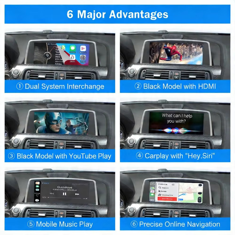 AUTOABC Wireless CarPlay und Android Auto GPS Decoder Modul für BMW 6er Serie F06 F12 F13 G32 (2010-2020) CIC NBT EVO in Schwarz - Bild 4