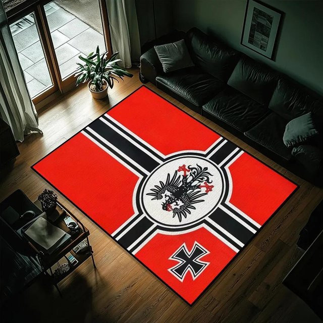 Karpetti Bodenmatte Reichsteppich mit Eisenadler Design, rot, B/B: 80 x 120 cm - Bild 1