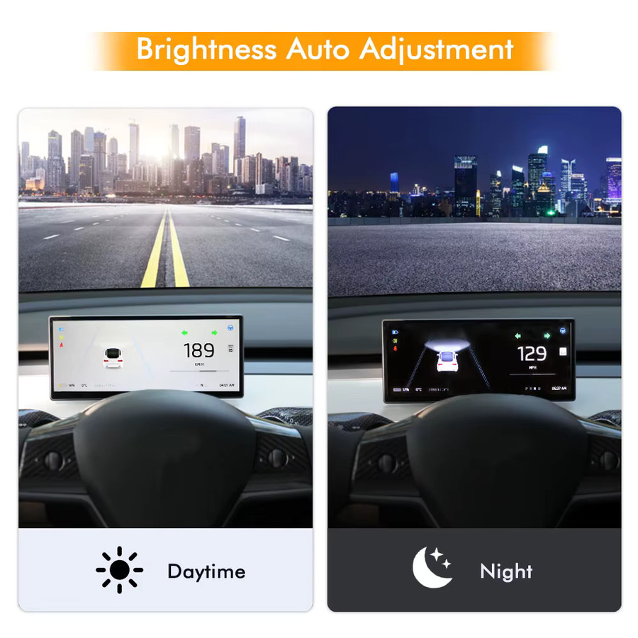 Vjoycar Smart Display für Tesla Model 3 und Model Y mit 9 Zoll Digital HUD Dashboard, CarPlay und Android Auto, Schwarz - Bild 5