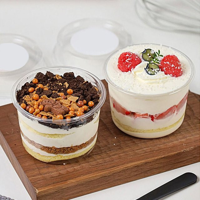 50 Stück Einweg-Salatbecher aus transparentem Kunststoff mit Deckel, runde Dessertbecher und Schüsselbehälter, 150 ml und 250 ml - Bild 1