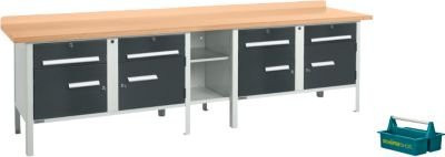 Schäfer Shop Select Kastenwerkbank PWi 300-0 aus Buche Multiplexplatte in Lichtgrau/Anthrazit mit einer Tragkraft von bis zu 750 kg, B/T/H: 300 x 70 x 84 cm - Bild 1