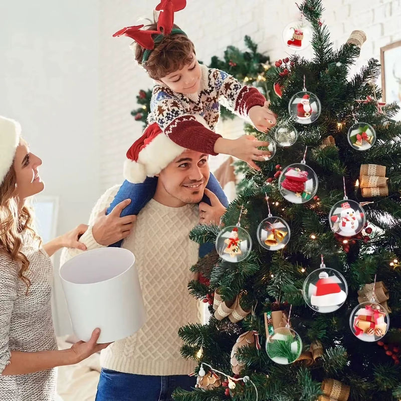 Transparente Weihnachtskugeln aus Kunststoff zum Befüllen für DIY Weihnachtsbaum-Dekorationen, Durchmesser: 5 cm, 6 cm, 8 cm und 10 cm - Bild 3