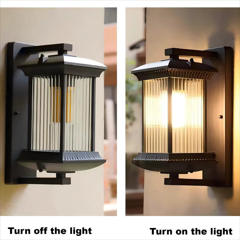 MING&BEN Moderne LED Außenwandleuchte aus Aluminium in Schwarz mit transparentem Glas für Garten und Balkon - Bild 3