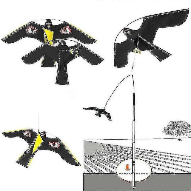 Wanan Vogelschreck Habicht-Drachen zur Vogelabwehr für Garten und Haus, Schwarz, B: 140 cm, H: 70 cm - Bild 1