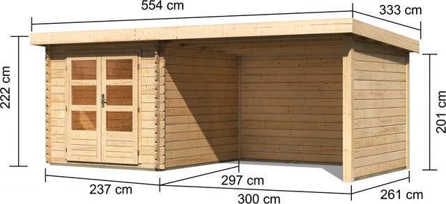 KARIBU Gartenhaus Bastrup 5 aus Holz in Beige mit B/H/T: 519 x 222 x 297 cm - Bild 3