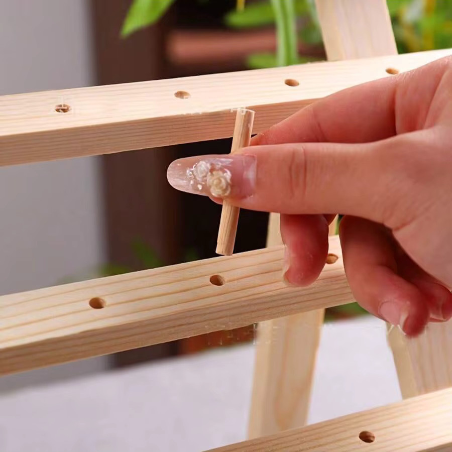 Holzfadenständer Organizer für 30 bis 60 Garnspulen in Braun, Freistehendes Aufbewahrungsregal für Nähgarn, B/T/H: 40,0 x 33,5 x 30,0 cm - Bild 3