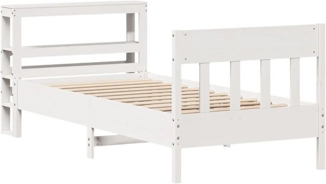 vidaXL Massivholzbett aus Kiefernholz in Weiß, rustikales Bettgestell ohne Matratze, B/T/H: 75 x 190 x 81 cm - Bild 1