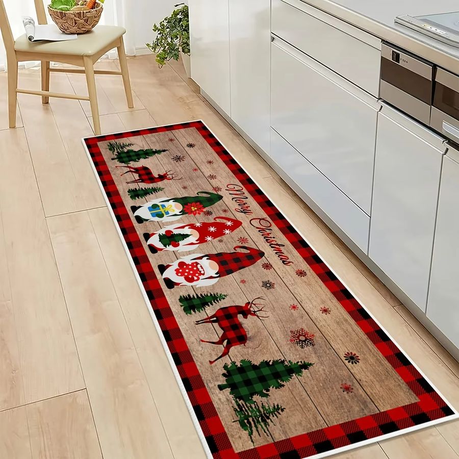 VIKAMA Weihnachtliche Bodenmatte mit Zwerg und Schneemann für Küche, Eingangsbereich und Wohnzimmer - Bild 2