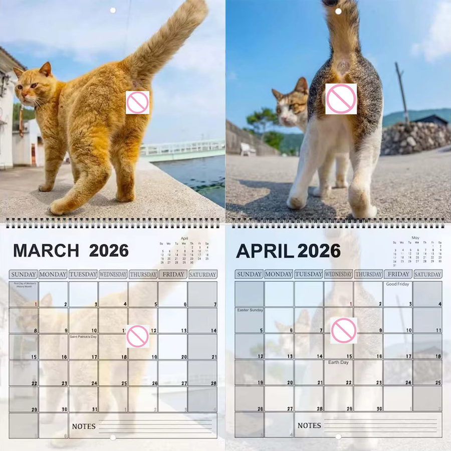 2026 Wandkalender mit niedlichen Katzenmotiven für Katzenliebhaber, 12 Monate, Mehrfarbig - Bild 2