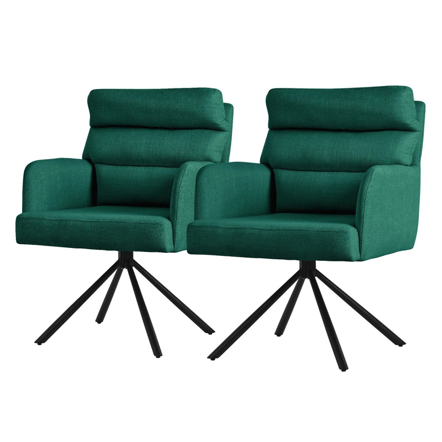 ML-Design Esszimmerstuhl 2er Set Dunkelgrün Drehbar mit Polsterung und Auto-Return Funktion aus Samt und Stahl - Bild 2