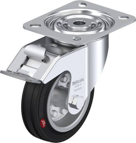 Blickle LI-VEHI 100R-FI Lenkrolle mit Feststeller in Schwarz und Silber, Rad-Durchmesser: 100 mm, Tragfähigkeit: 65 kg - Bild 1