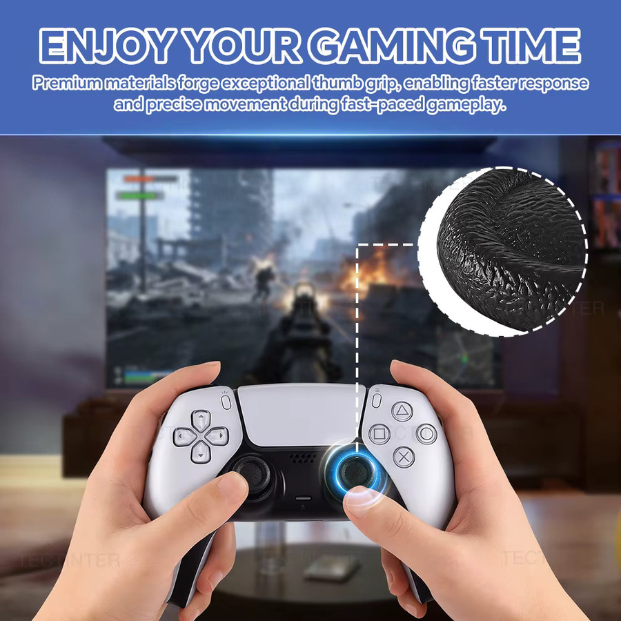 TECTINTER Joystick Ersatz Kappen für PS5 und PS4 Controller, Thumbstick Grip Abdeckung in Schwarz, PlayStation 5 Spiel Zubehör - Bild 5