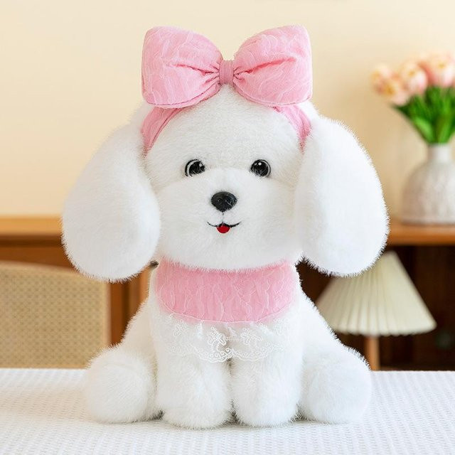 Teddyhundpuppe lange Ohren, kleiner weißer Hund, Plüschtier, 23cm - Bild 1