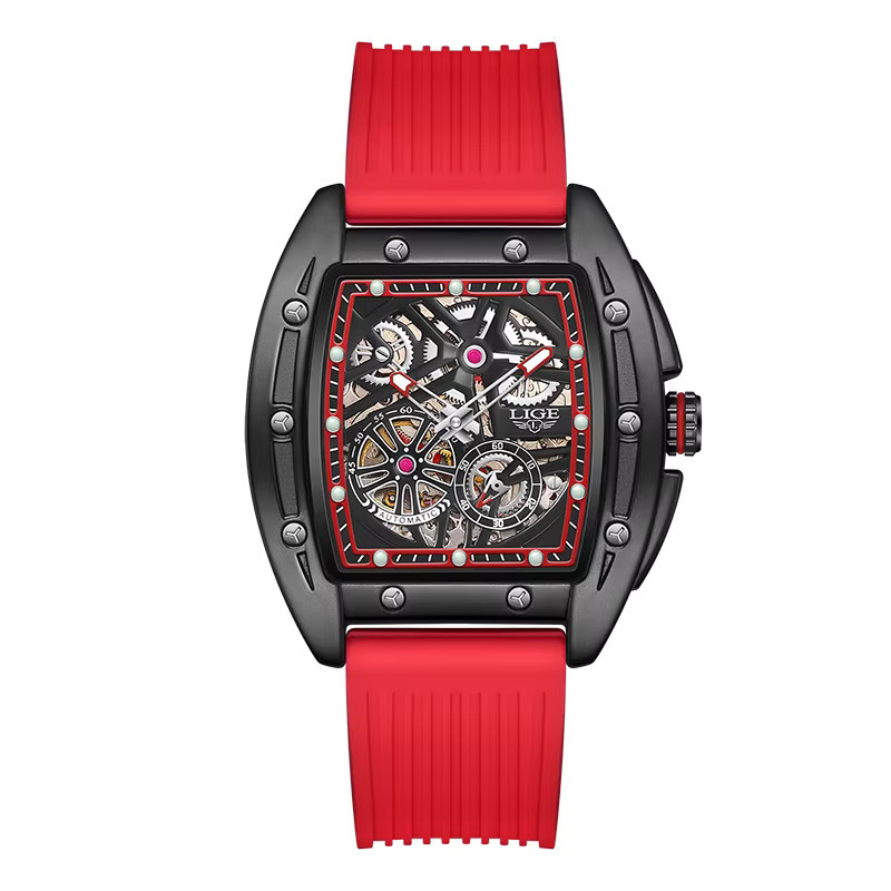 LIGE Armbanduhr Automatik, Silikon, Schwarz, Herren - Bild 4